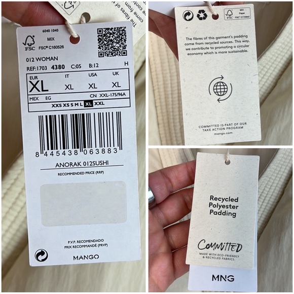 NWT Mango Anorak Quilted Cross Jacket Size XL - Picture 15 of 16